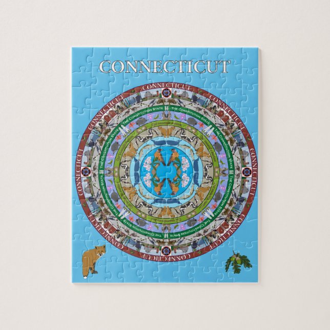 Connecticut Staat Mandala Puzzle (Vertikal)
