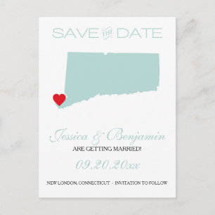 Connecticut Staat Map Save the Date Ankündigungspostkarte