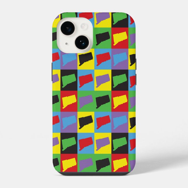 Connecticut Staat Pop Art Pattern iPhone Hülle (Rückseite)