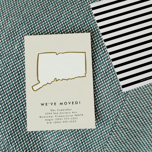 Connecticut Staat Wir haben HandGezeichnet Bewegun Ankündigung (Connecticut State We've Moved Hand-Drawn Moving Announcement)