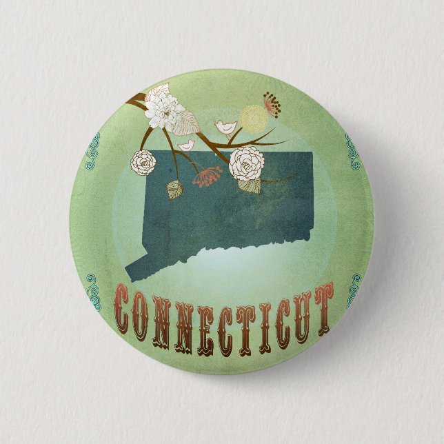 Connecticut-Staats-Karte - Grün Button (Vorderseite)