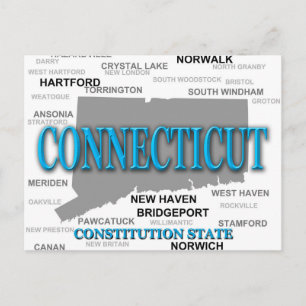 Connecticut Staatsstolz Map Silhouette Postkarte