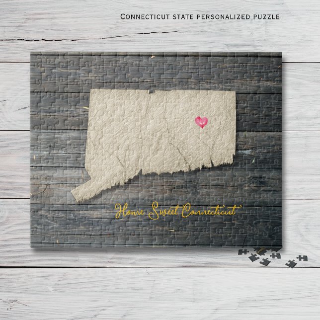 Connecticut State-Puzzle – Rustikales Neuengland Puzzle (Connecticut personalized puzzle, Home Sweet Connecticut!)