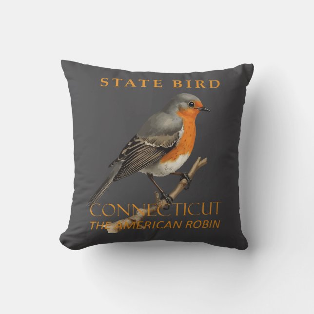 Connecticut Territory Bird Der Turdus Migratorious Kissen (Vorderseite)