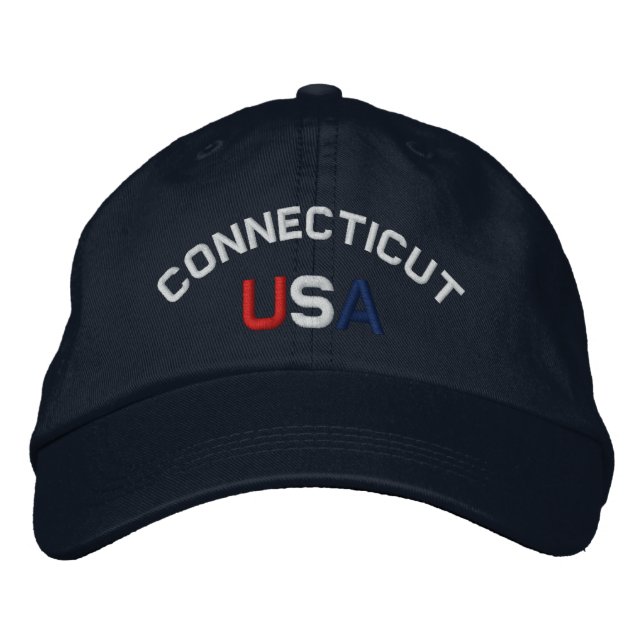 Connecticut USA bestickter Navy Blue Hat Bestickte Baseballkappe (Vorderseite)