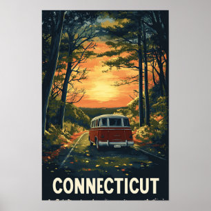 Connecticut USA Kunst Vintage Reise Poster