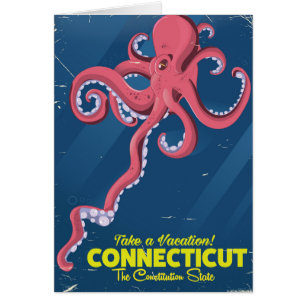 Connecticut USA Octopus Vintage Reiseplakat