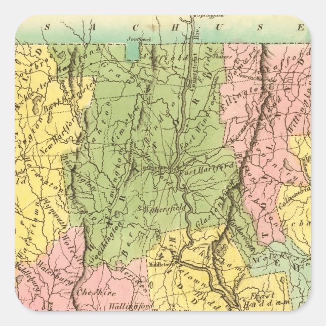 Connecticut USA Quadratischer Aufkleber (Vorderseite)
