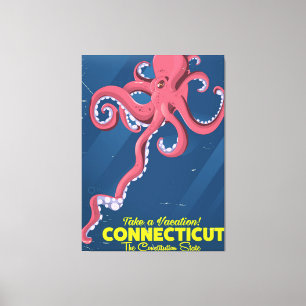 Connecticut USA Tintenfisch Vintage-Reiseposter Leinwanddruck