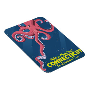 Connecticut USA Tintenfisch Vintage-Reiseposter Magnet