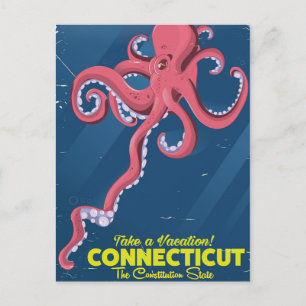 Connecticut USA Tintenfisch Vintage-Reiseposter Postkarte