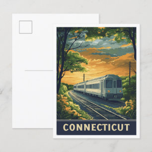 Connecticut USA Vintag Illustration Travel Postkarte