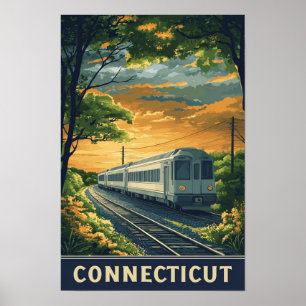 Connecticut USA Vintage-Illustration Reise Poster