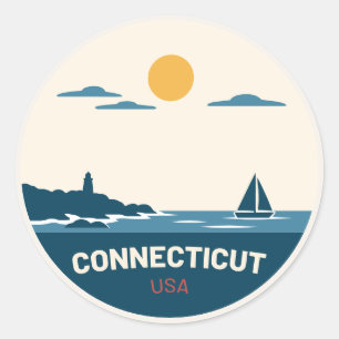 Connecticut USA – Vintage Reisekleber Runder Aufkleber