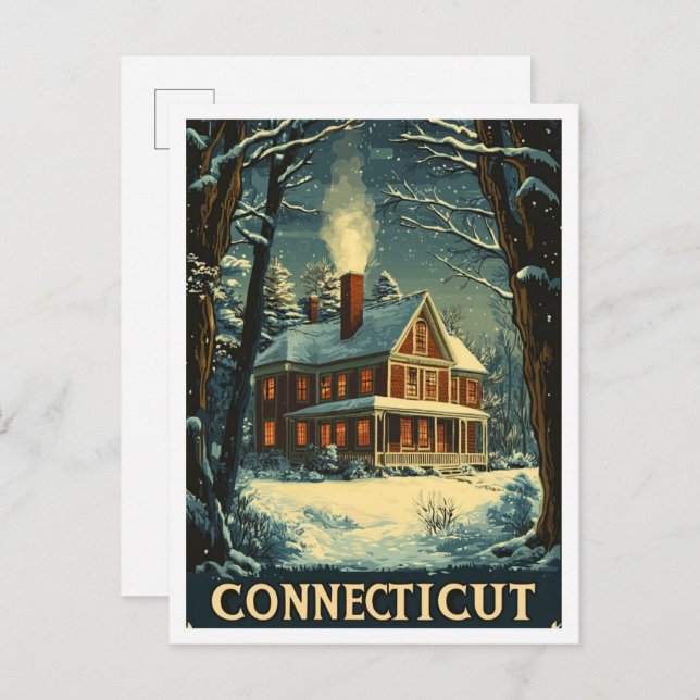 Connecticut USA Vintage Travel Postkarte (Vorne/Hinten)