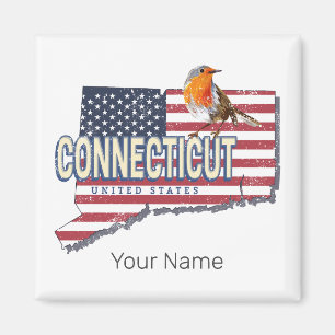 Connecticut Vereinigte Staaten Retro-Staatskarte v Magnet