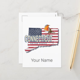 Connecticut vereinte Staaten Retrokarte Staat Vint Feiertagspostkarte