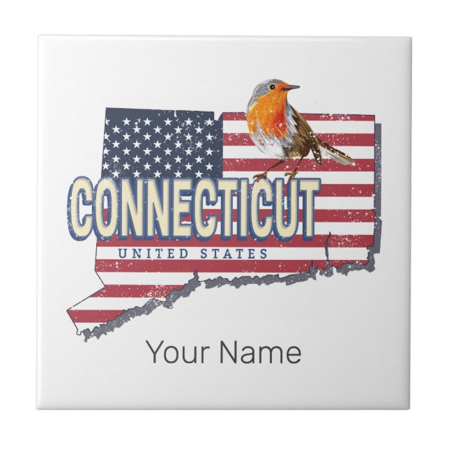 Connecticut vereinte Staaten Retrokarte Staat Vint Fliese (Vorderseite)