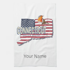 Connecticut vereinte Staaten Retrokarte Staat Vint Geschirrtuch