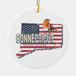 Connecticut vereinte Staaten Retrokarte Staat Vint Keramik Ornament