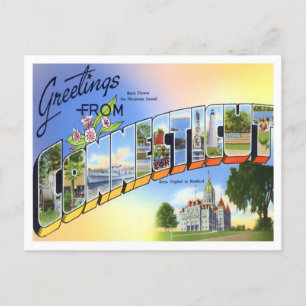 Connecticut Vintage Große Buchstaben Postkarte
