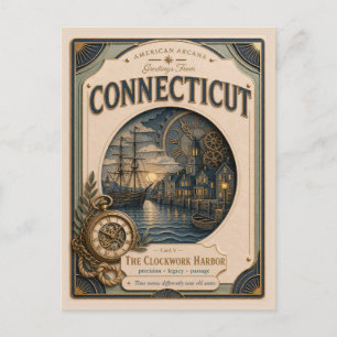 Connecticut Vintage Paper Cut American Arcana Postkarte