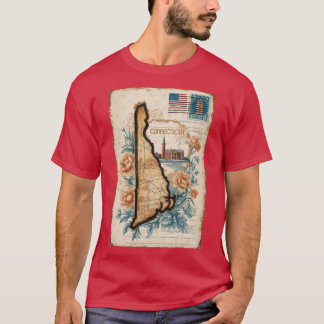Connecticut Vintage Reise Retro Postkartendesign 1 T-Shirt