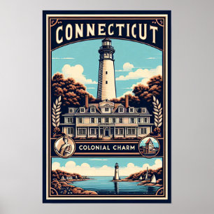 Connecticut Vintage-Reisewerbeposter Poster