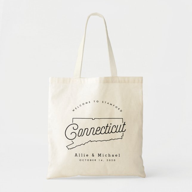 Connecticut Wedding Welcome Tote Bag Tragetasche (Vorne)