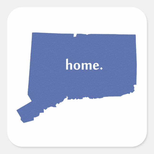 Connecticut Zuhause blau Quadratischer Aufkleber (Vorderseite)