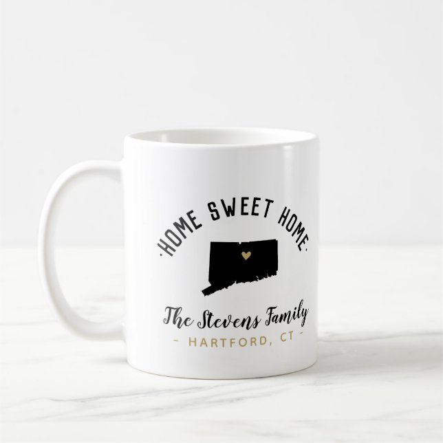 Connecticut Zuhause Sweet Zuhause Family Monogram  Tasse (Links)