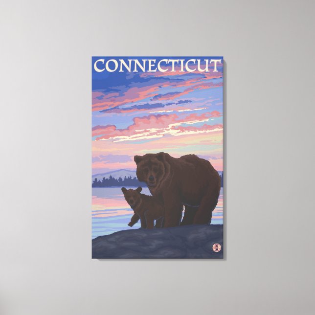 ConnecticutBear und Cub Leinwanddruck (Vorderseite)