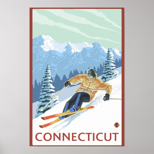 ConnecticutDownhill Skier Scene Poster (Vorne)
