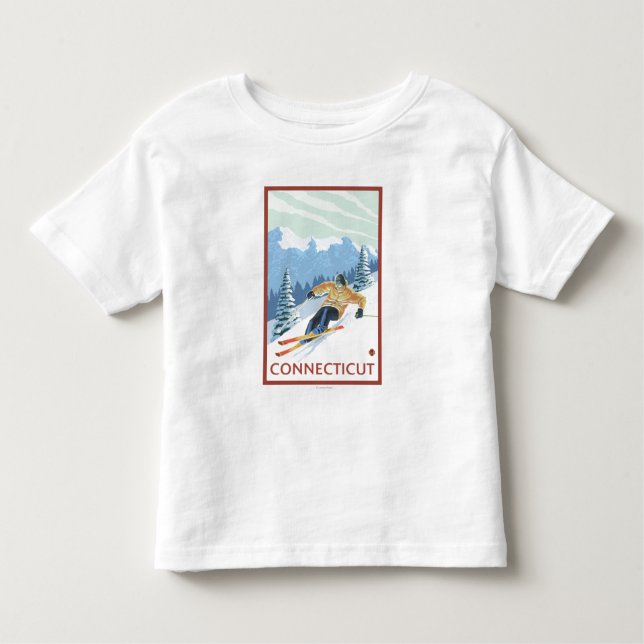 ConnecticutDownhill Skifahrer-Szene Kleinkind T-shirt (Vorderseite)