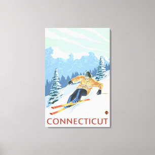 ConnecticutDownhill Skifahrer-Szene Leinwanddruck