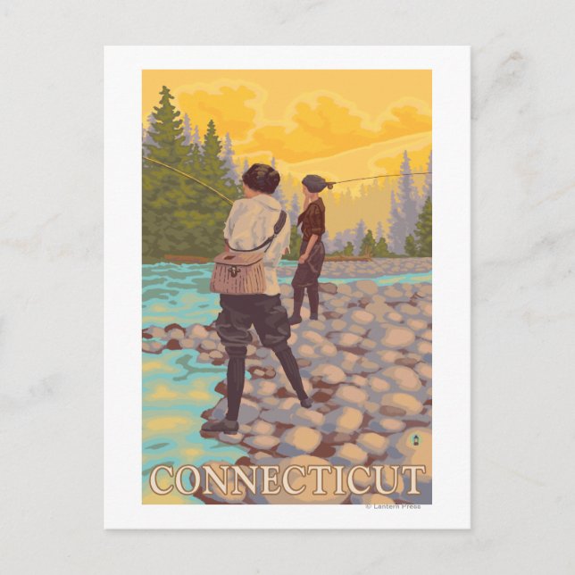 ConnecticutFrauen Fliegenfischen Postkarte (Vorderseite)