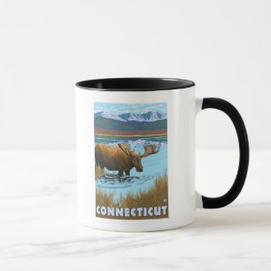 ConnecticutMoose, das im See trinkt Tasse