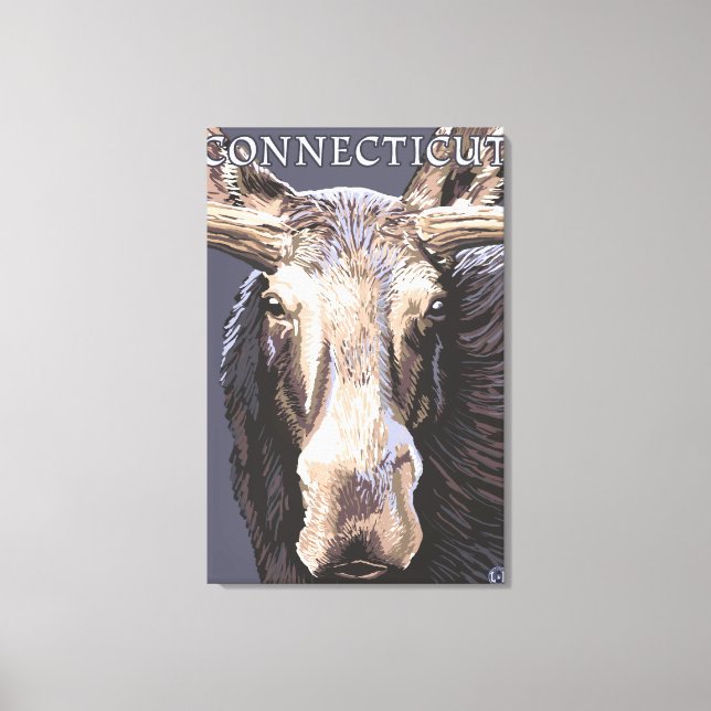 ConnecticutMoose Nah Leinwanddruck (Vorderseite)