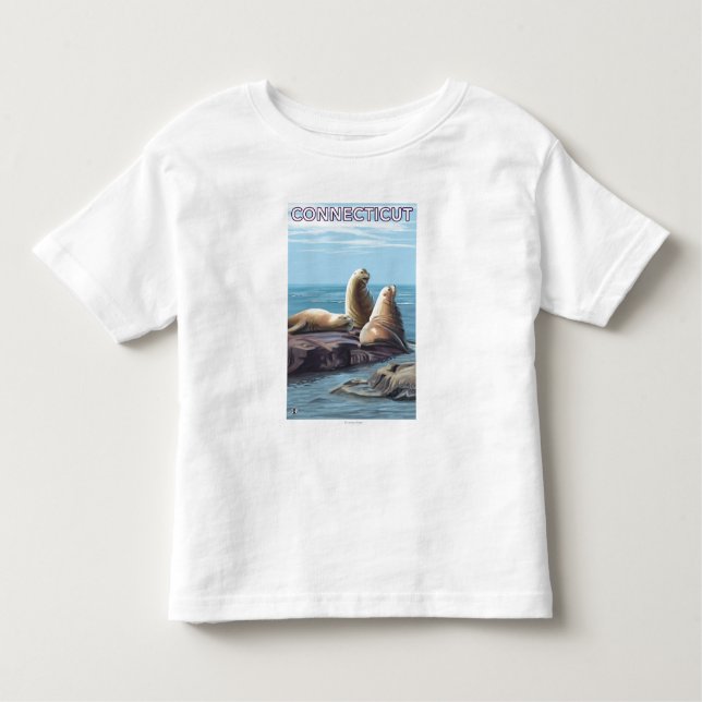 ConnecticutSea Löwe-Szene Kleinkind T-shirt (Vorderseite)
