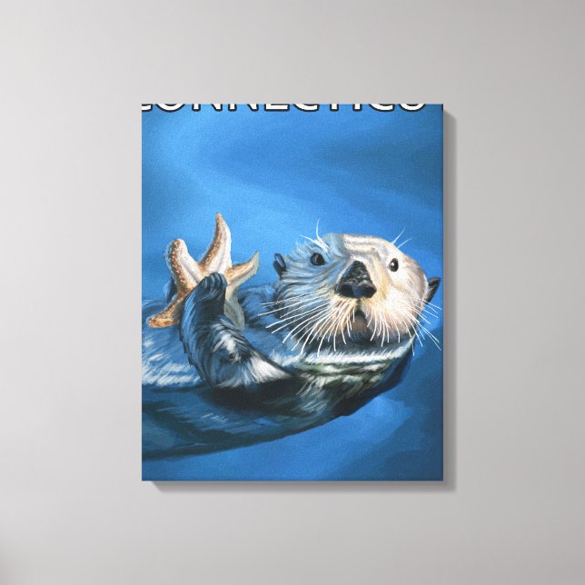 ConnecticutSea Otter Scene Leinwanddruck (Vorderseite)