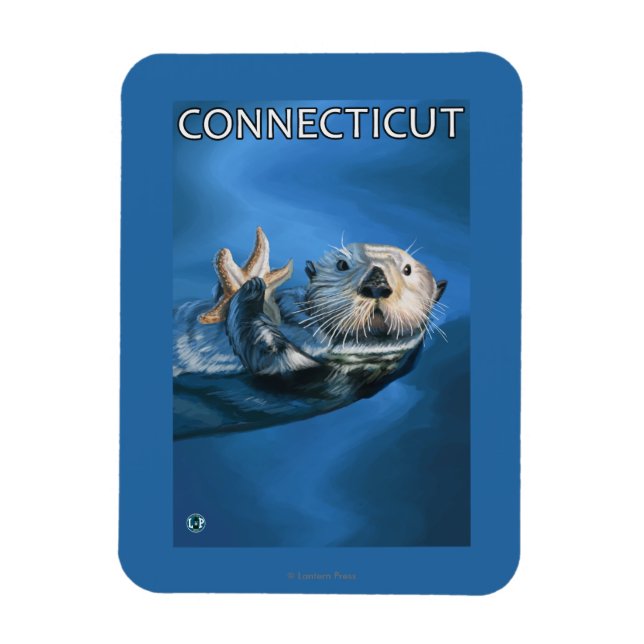 ConnecticutSea Otter Scene Magnet (Vertikal)