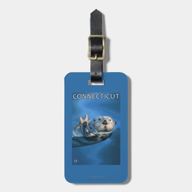 ConnecticutSea Otter-Szene Gepäckanhänger (Vorderseite vertikal)