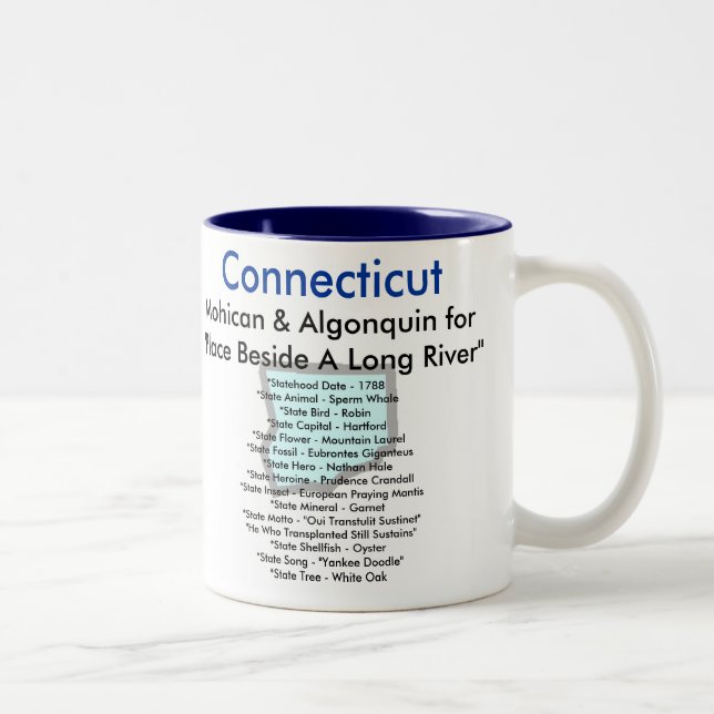 Connecticutsymbole u. -karte zweifarbige tasse (Rechts)