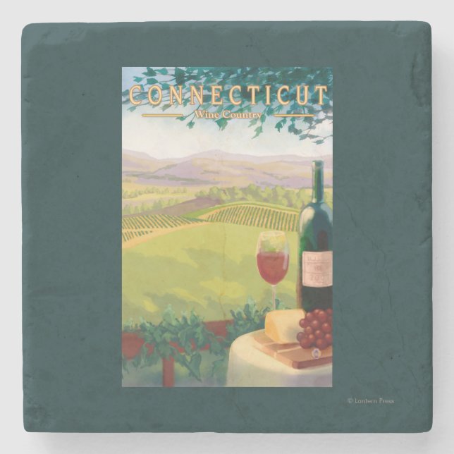 ConnecticutWine Land-Szene Steinuntersetzer (Vorderseite)