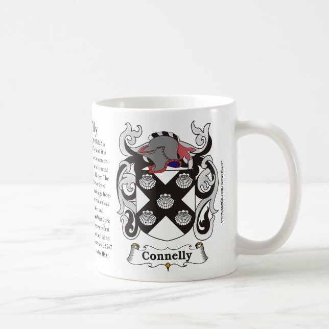 Connelly, Ursprung, Bedeutung und das Wappen auf Kaffeetasse (Rechts)