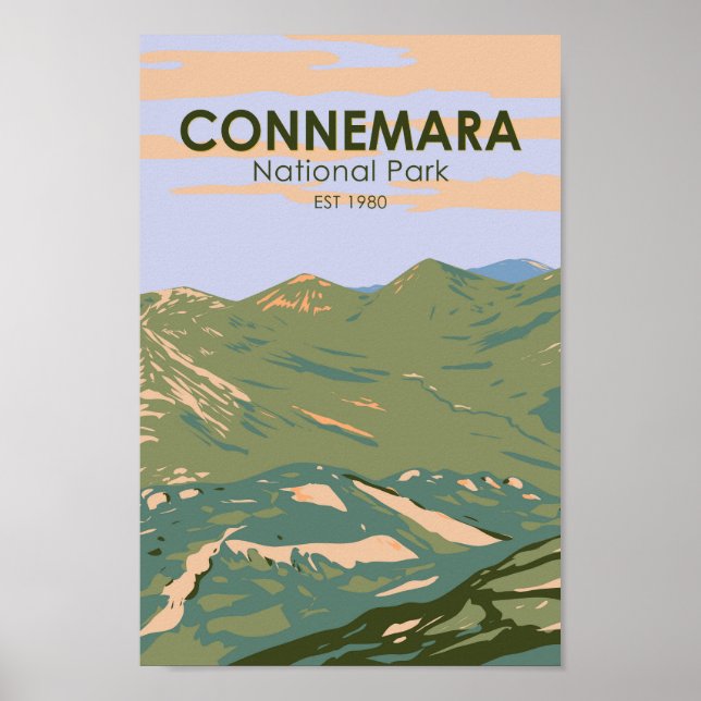 Connemara National Park Ireland Twelve Bens Travel Poster (Vorne)