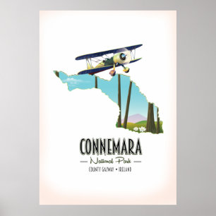 Connemara Nationalpark County Galway Irland Karte Poster