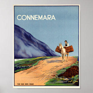 Connemara Old Bog Road, Vintag Irish Travel Print Poster