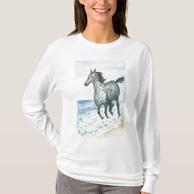 Connemara Pony Ladys Langärmeliger T - Shirt (Vorderseite)
