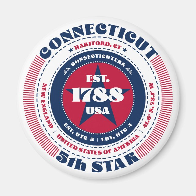 Conneticut Circle Typografy Souvenir Magnet (Vorne)